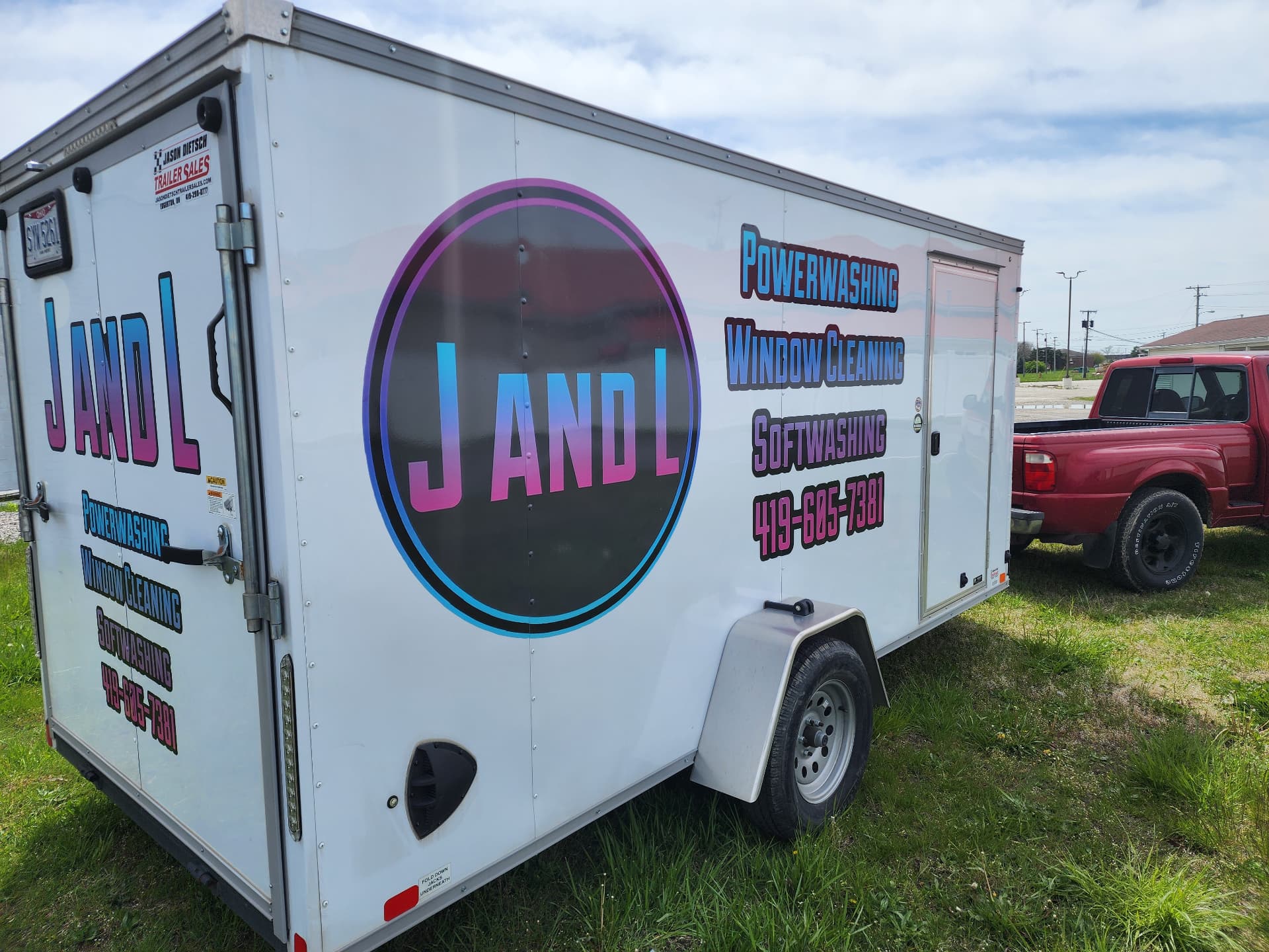 Full-color vehicle and trailer decals for a powerwashing company